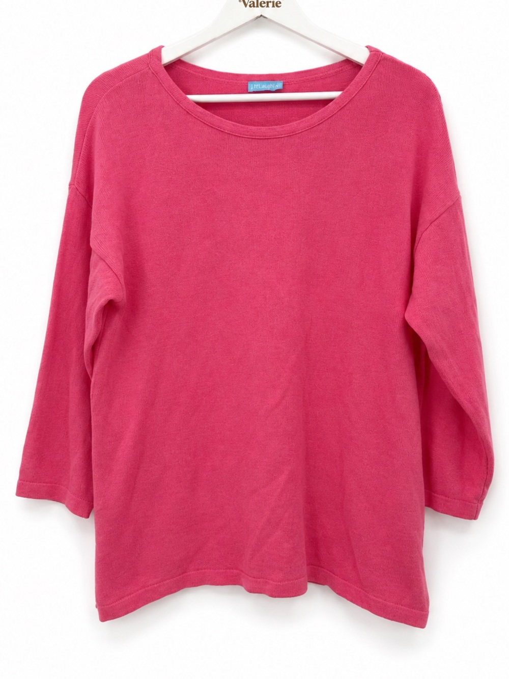 J. McLaughlin Bright Pink Linen Cotton Blend Cece 3/4 Sleeve Sweater Size Medium